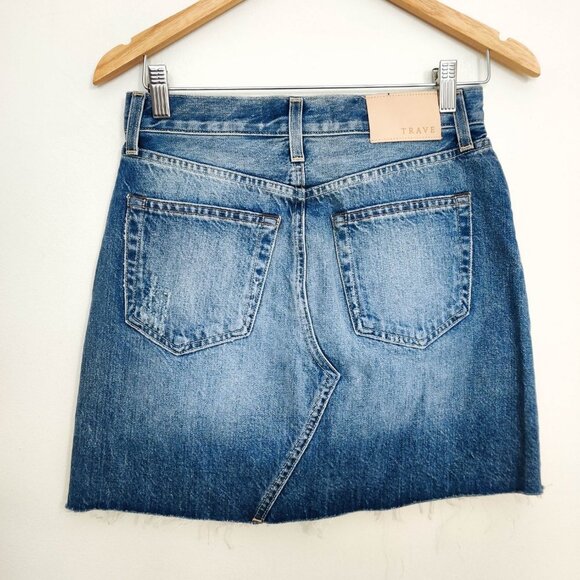 Trave Leigh Denim Mini Skirt in Under Pressure Blue 25 - Picture 3 of 5
